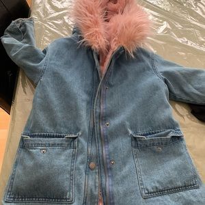 Denim jacket with faux fur lining from Zara